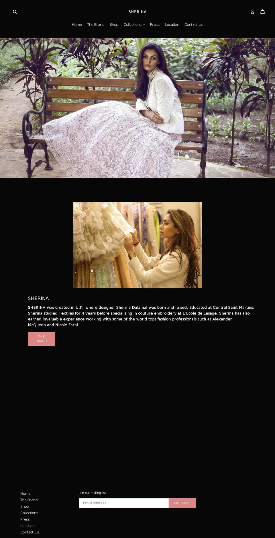sherinasoni.com — Shopify storefront screenshot