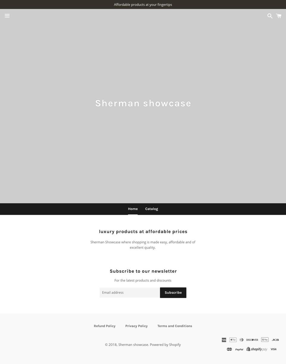 shermanshowcase.com — Shopify storefront screenshot