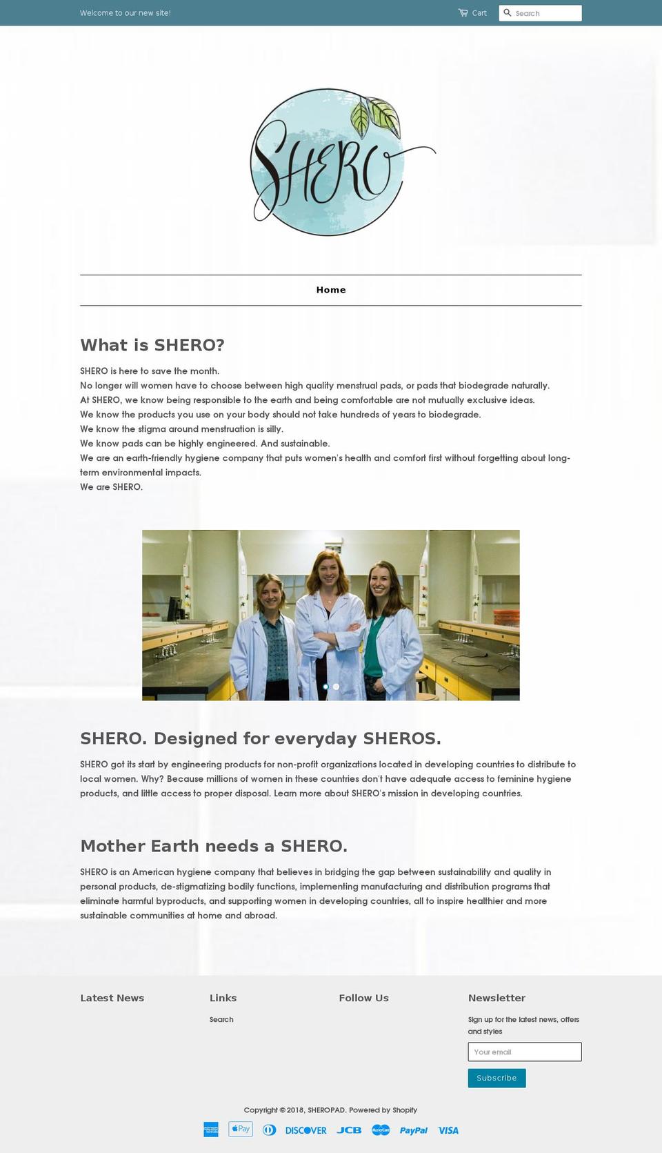 sherohygiene.com — Shopify storefront screenshot