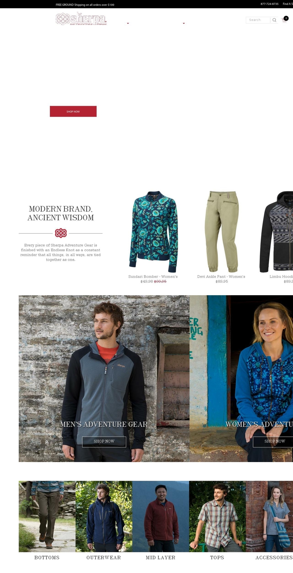 sherpagearimports.com — Shopify storefront screenshot