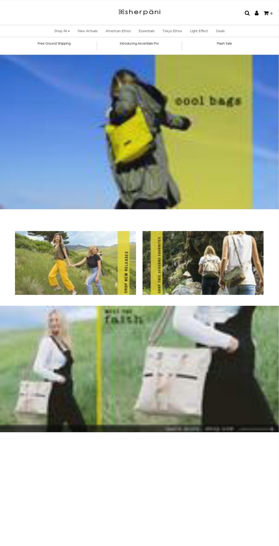 sherpani.com — Shopify storefront screenshot