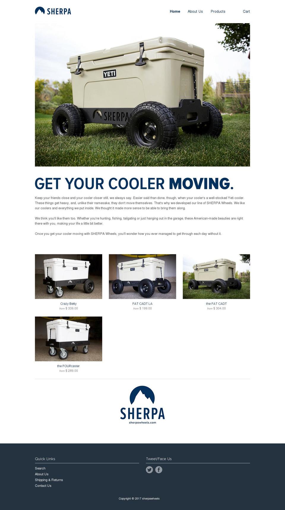 sherpawheels.com shopify website screenshot