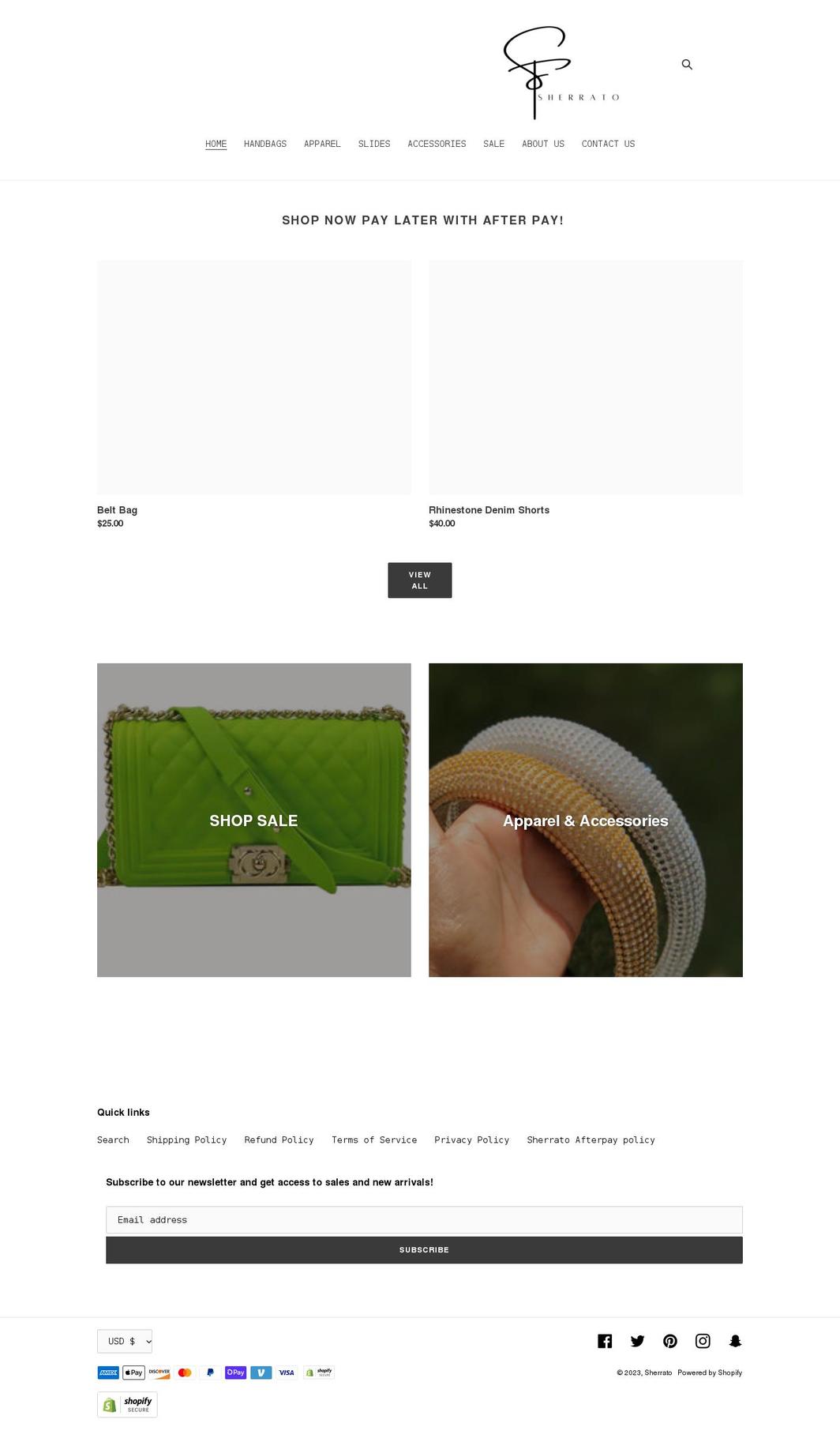 sherrato.com shopify website screenshot