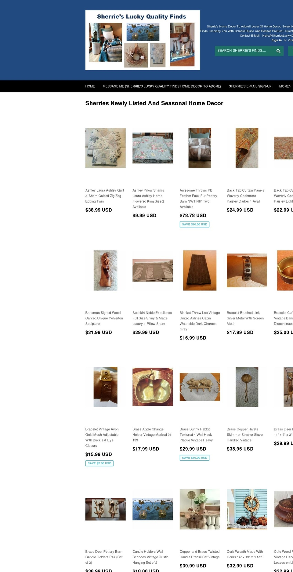 sherriesluckyqualityfinds.com — Shopify storefront screenshot