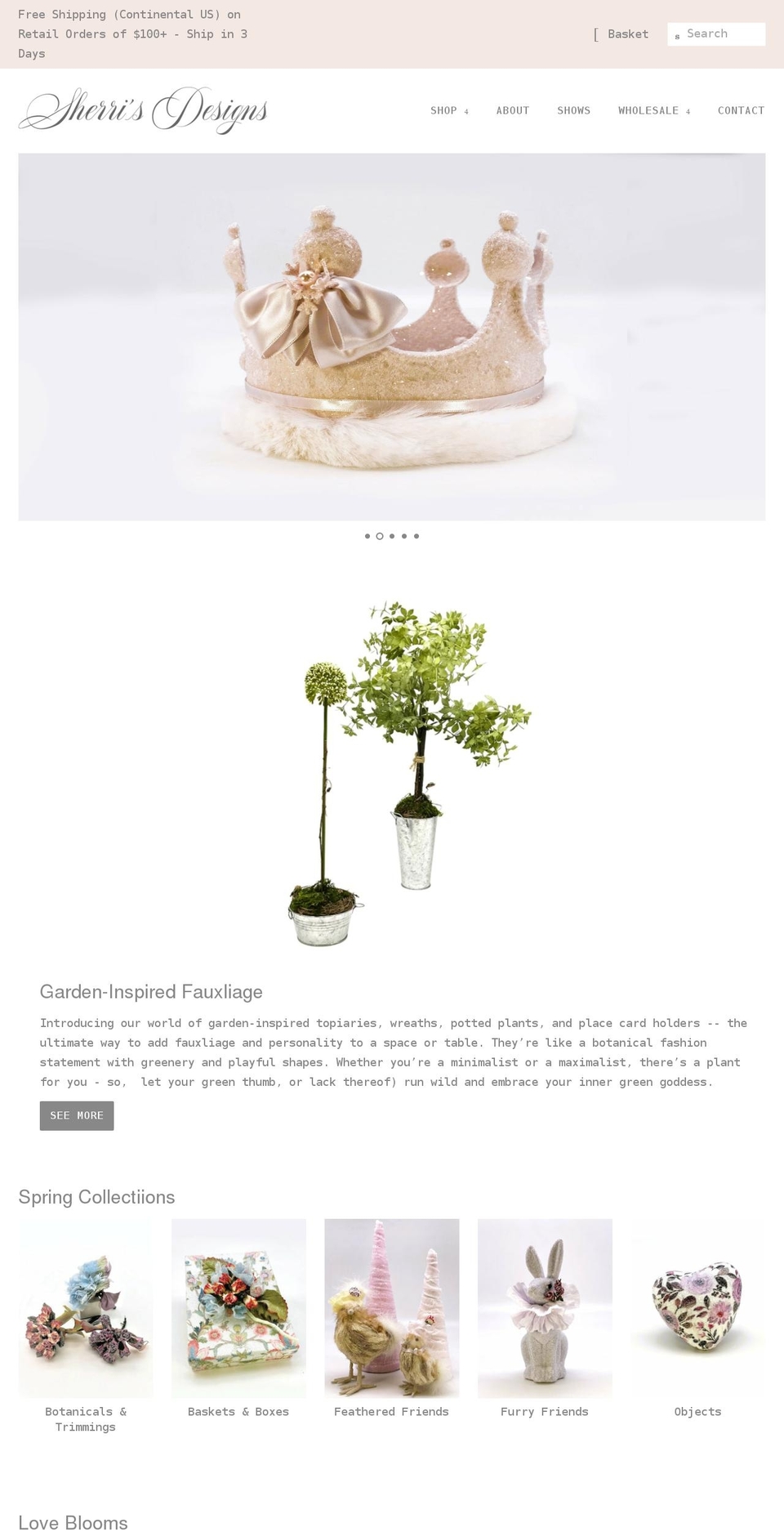 sherrisdesigns.com shopify website screenshot