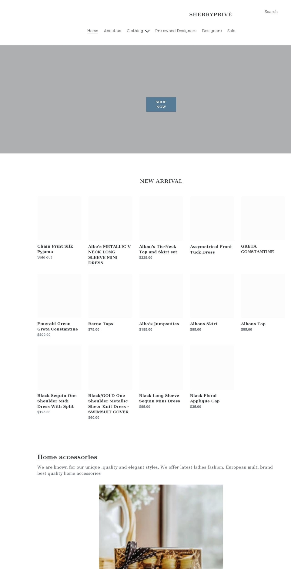 sherryprive.ca shopify website screenshot
