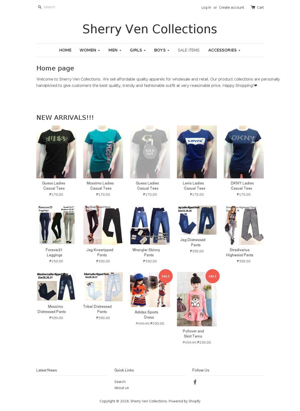sherryven.com — Shopify storefront screenshot
