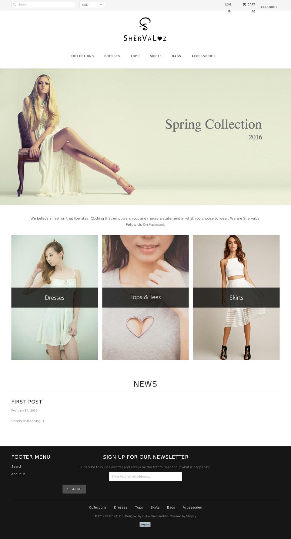 shervaloz.com shopify website screenshot