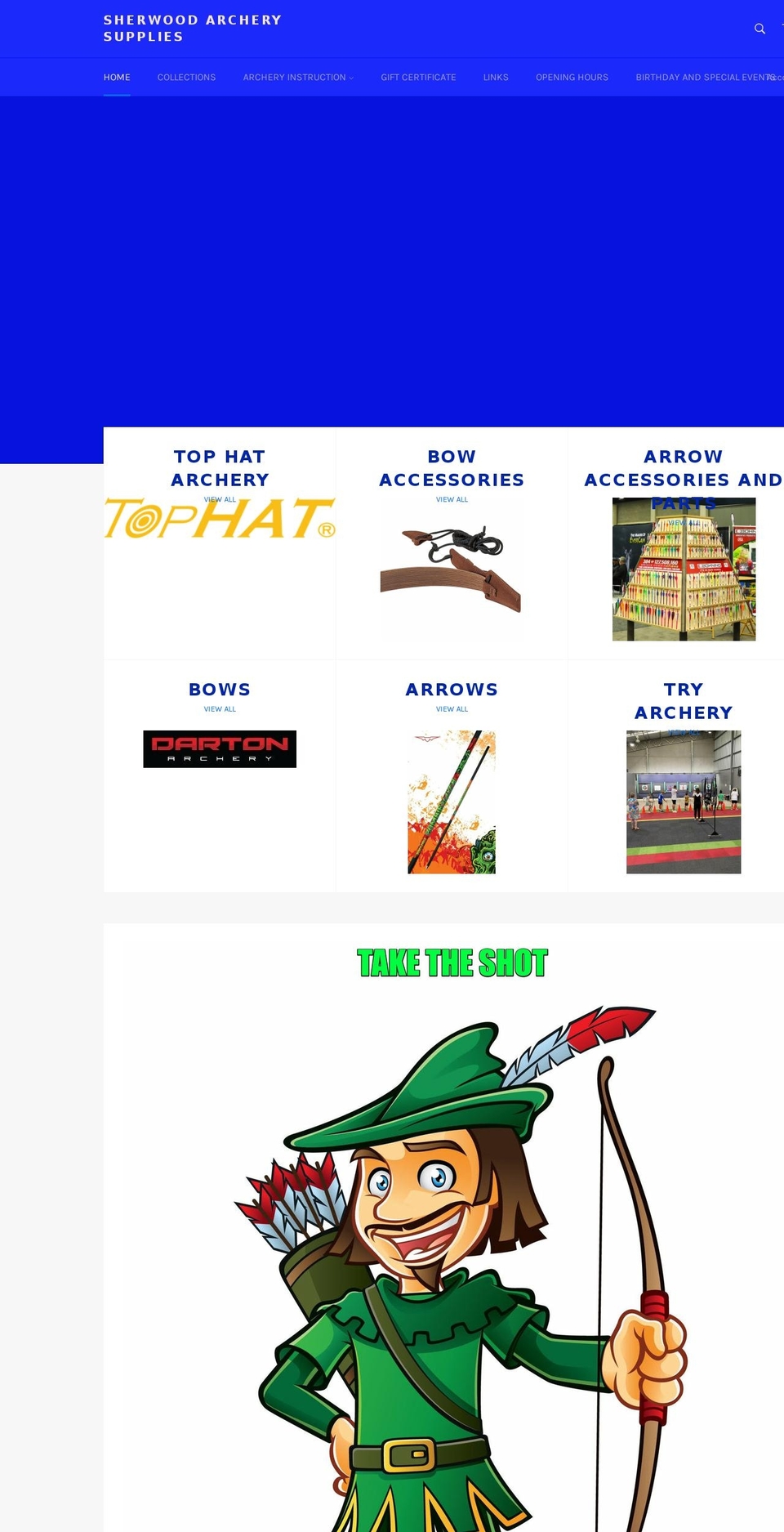 sherwoodarcherysupplies.com — Shopify storefront screenshot