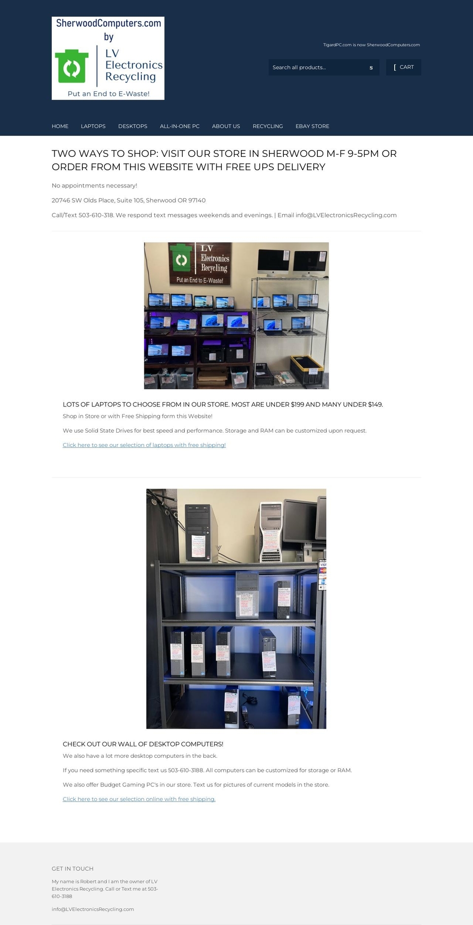 sherwoodcomputers.com shopify website screenshot