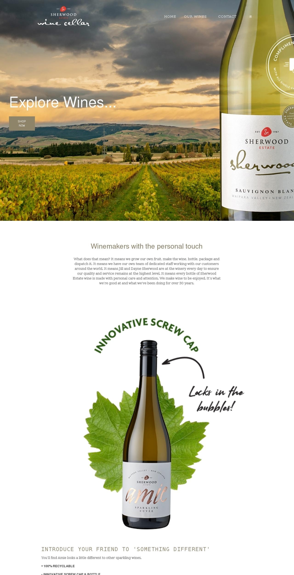 sherwoodwinecellar.co.nz shopify website screenshot