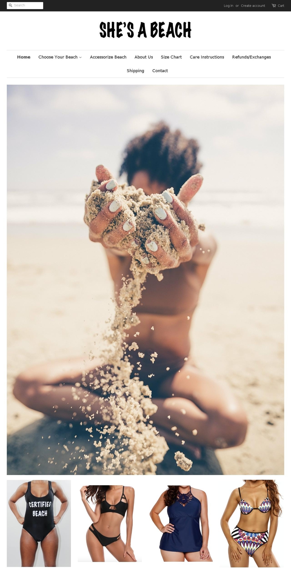 shesabeach.com shopify website screenshot