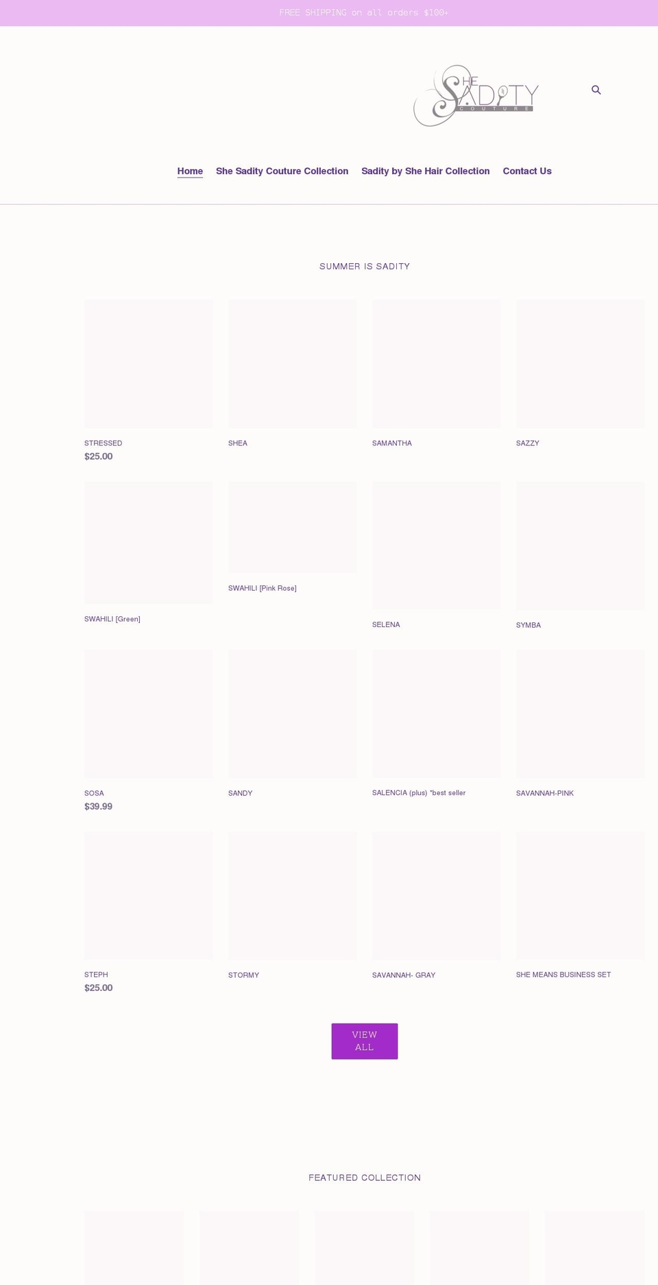 shesadity.com — Shopify storefront screenshot