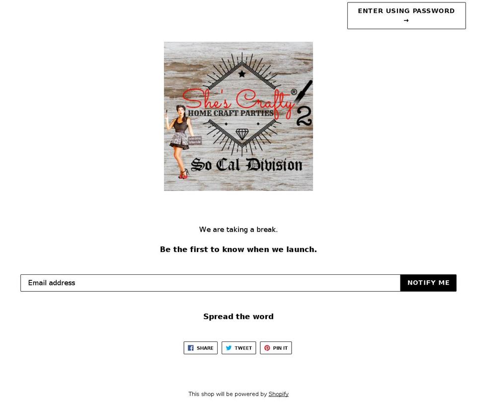 shescraftygirl2.com — Shopify storefront screenshot