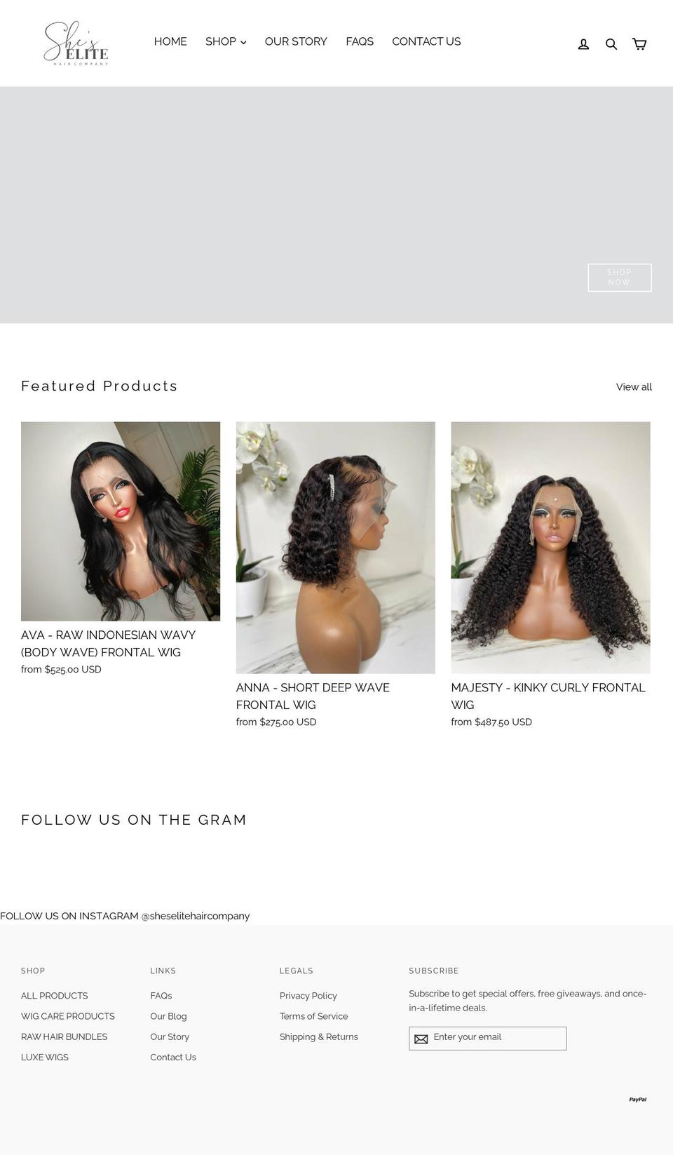 sheselitehair.com — Shopify storefront screenshot