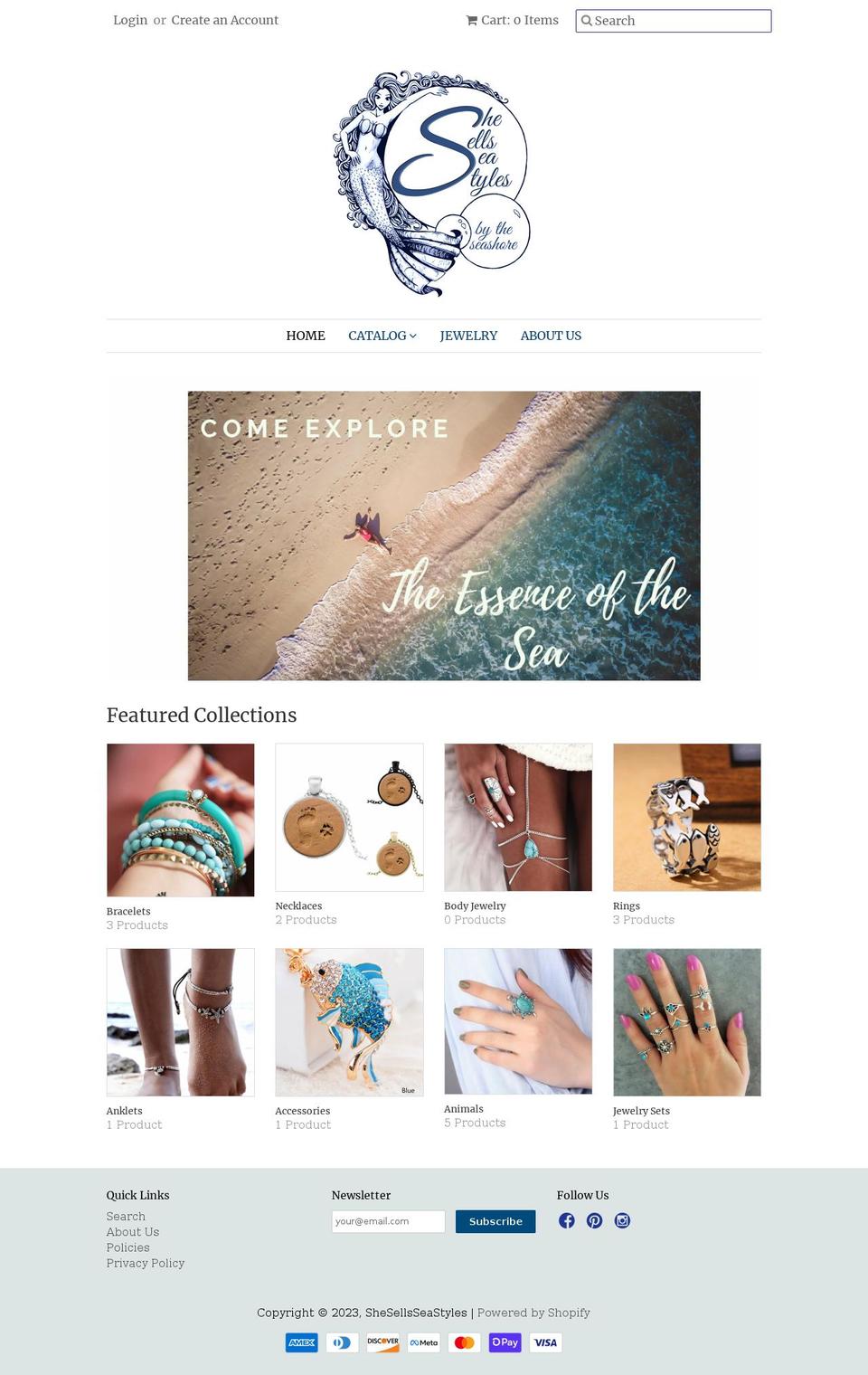 shesellsseastyles.com shopify website screenshot