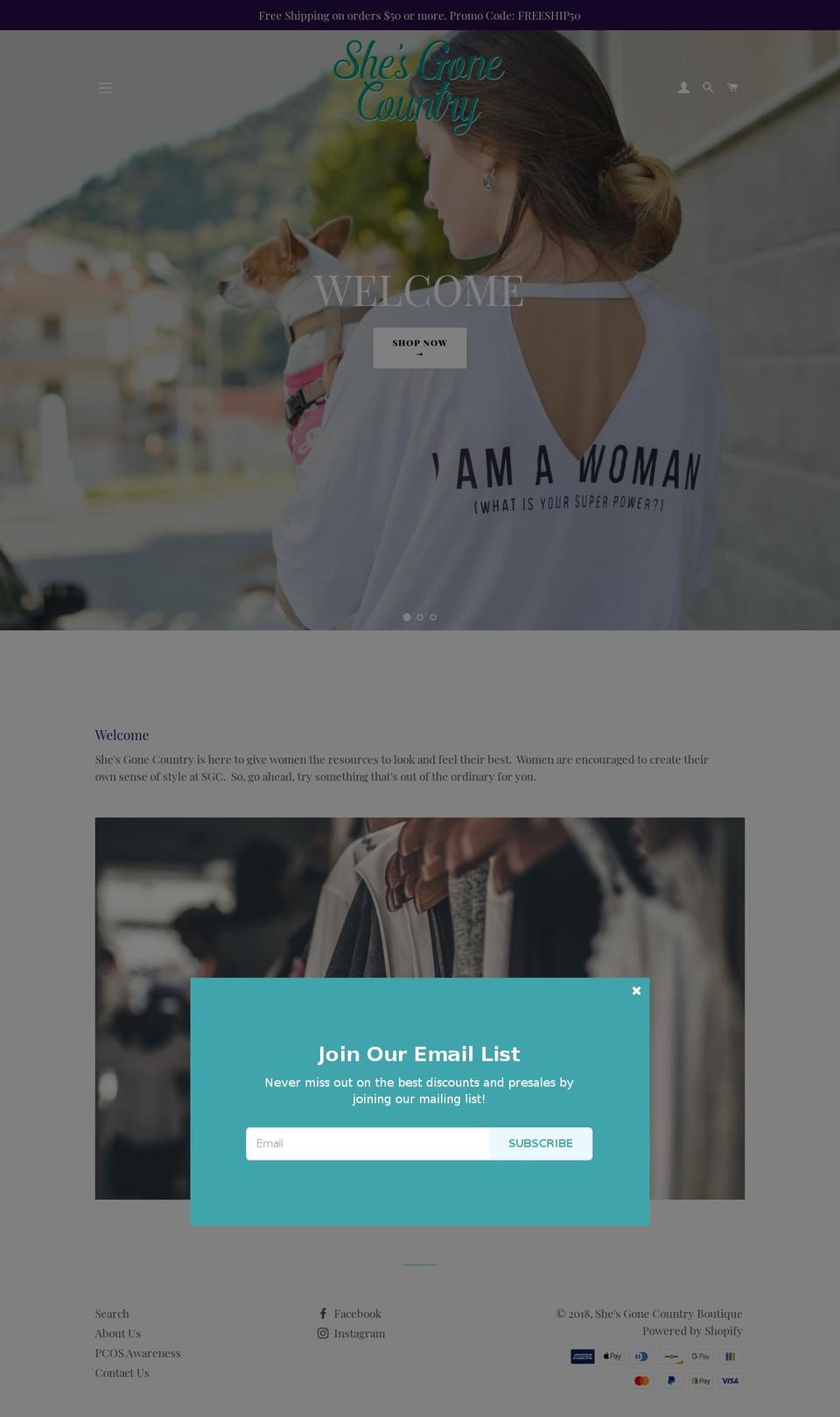 shesgonecountrygifts.com shopify website screenshot