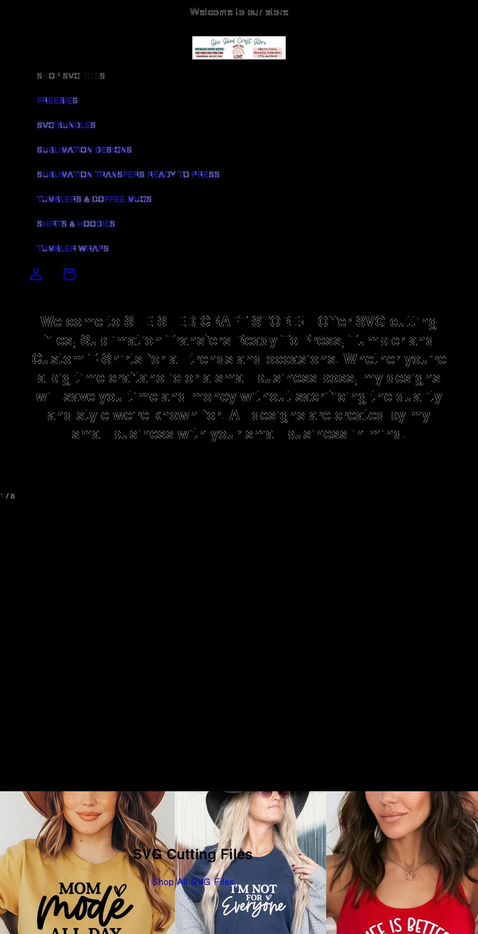 sheshedcraftstore.com shopify website screenshot