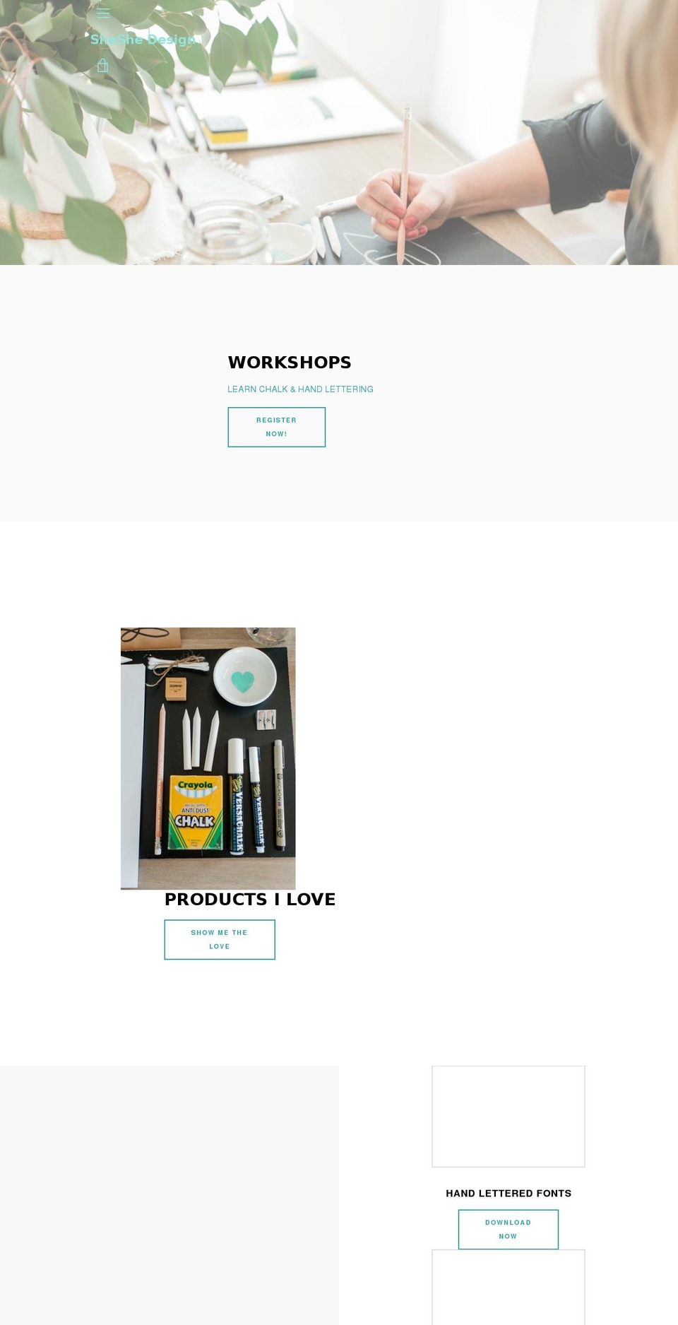 sheshedesign.com — Shopify storefront screenshot