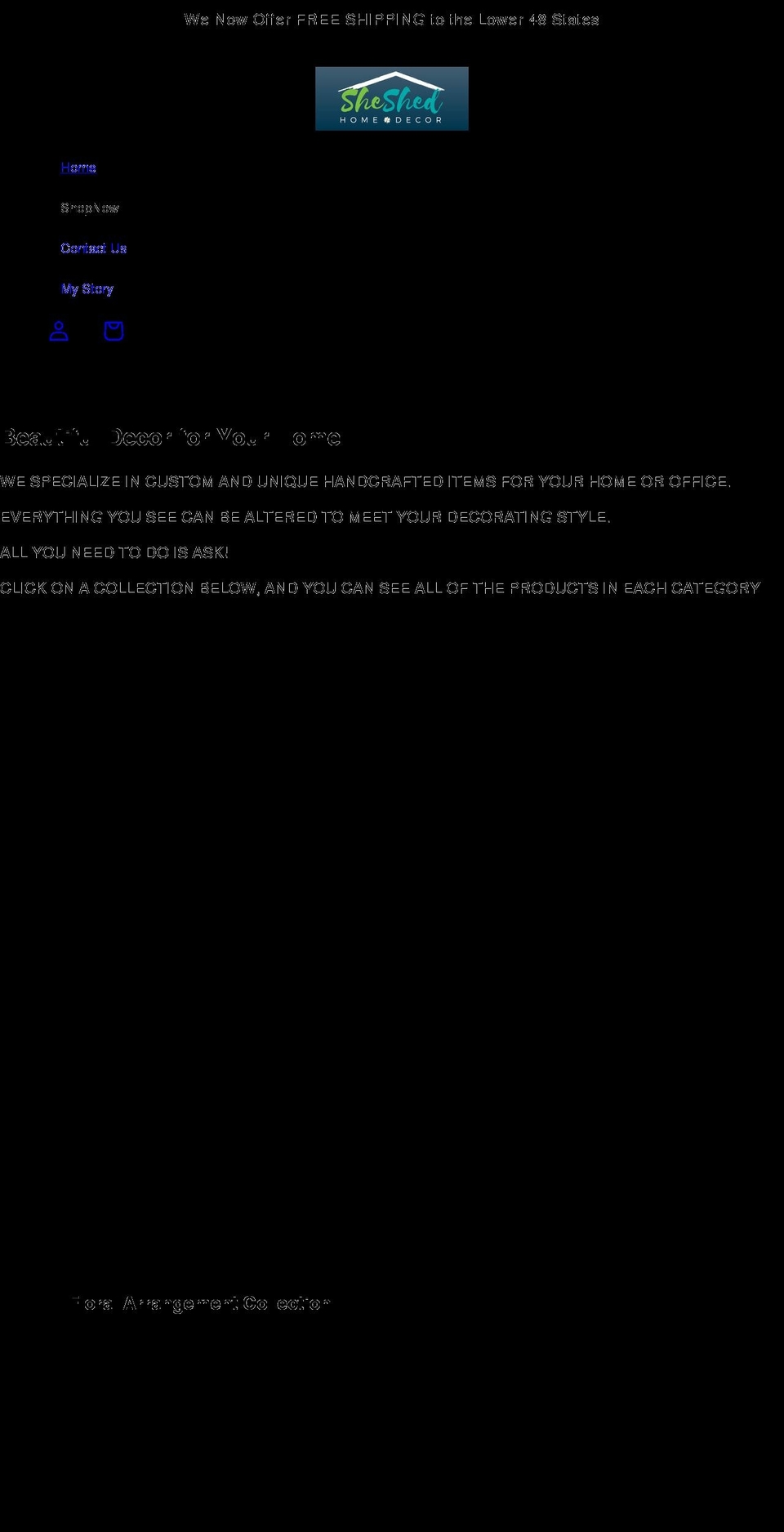 sheshedhomedecor.com shopify website screenshot