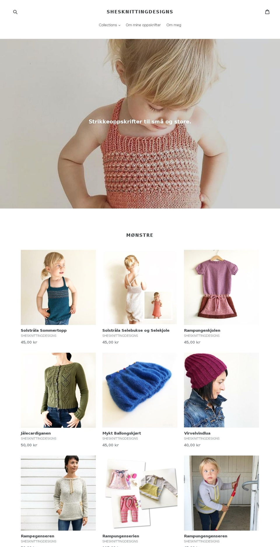 shesknittingdesigns.com — Shopify storefront screenshot