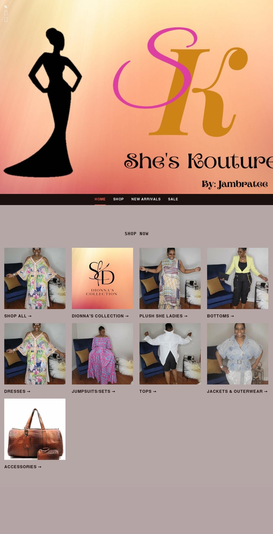sheskoutureboutique.com shopify website screenshot