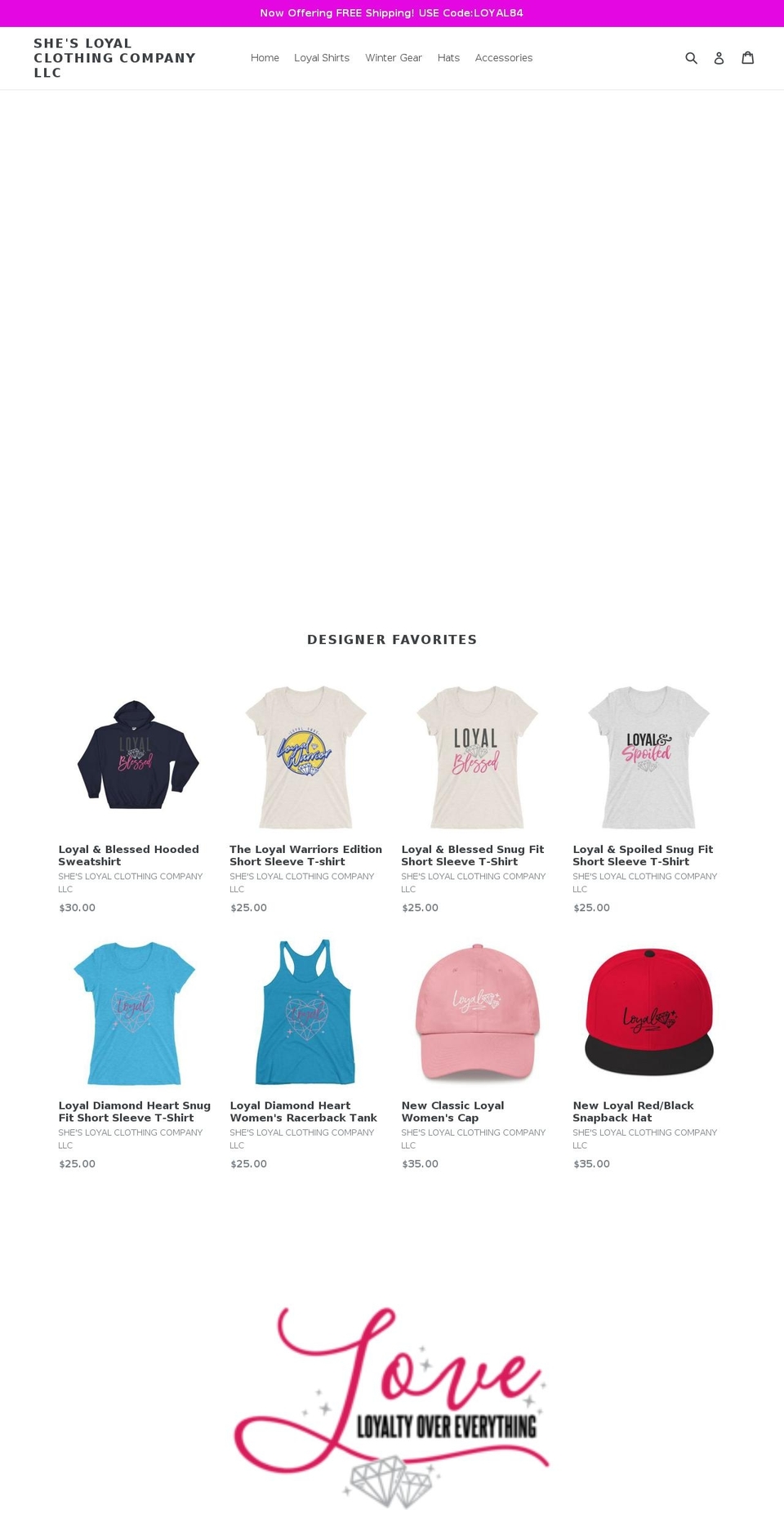 shesloyal.com — Shopify storefront screenshot