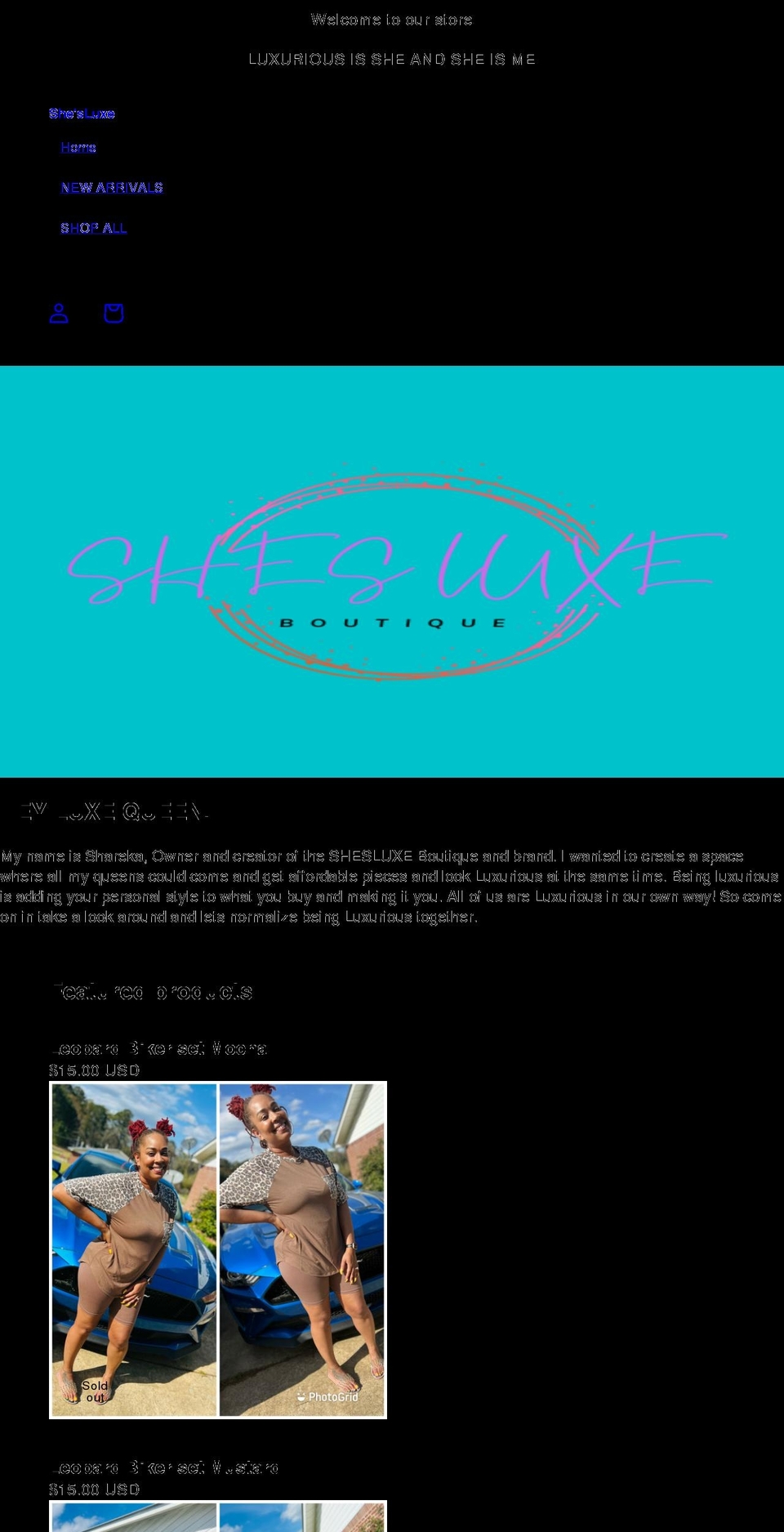 shesluxe.shop shopify website screenshot