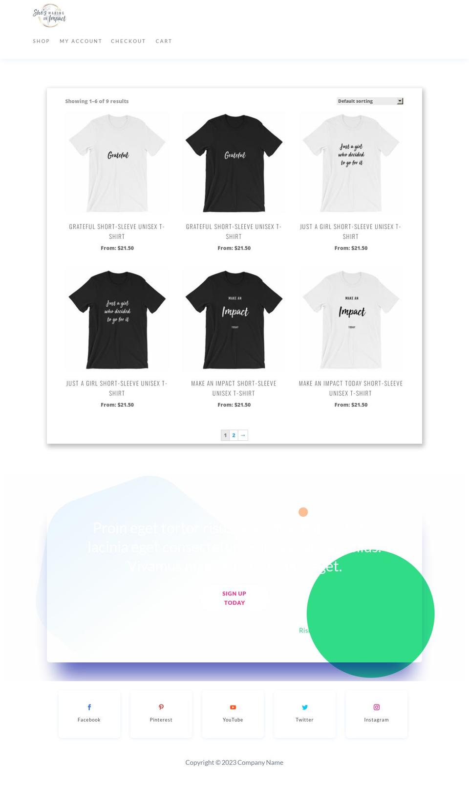 shesmakinganimpactshop.com — Shopify storefront screenshot