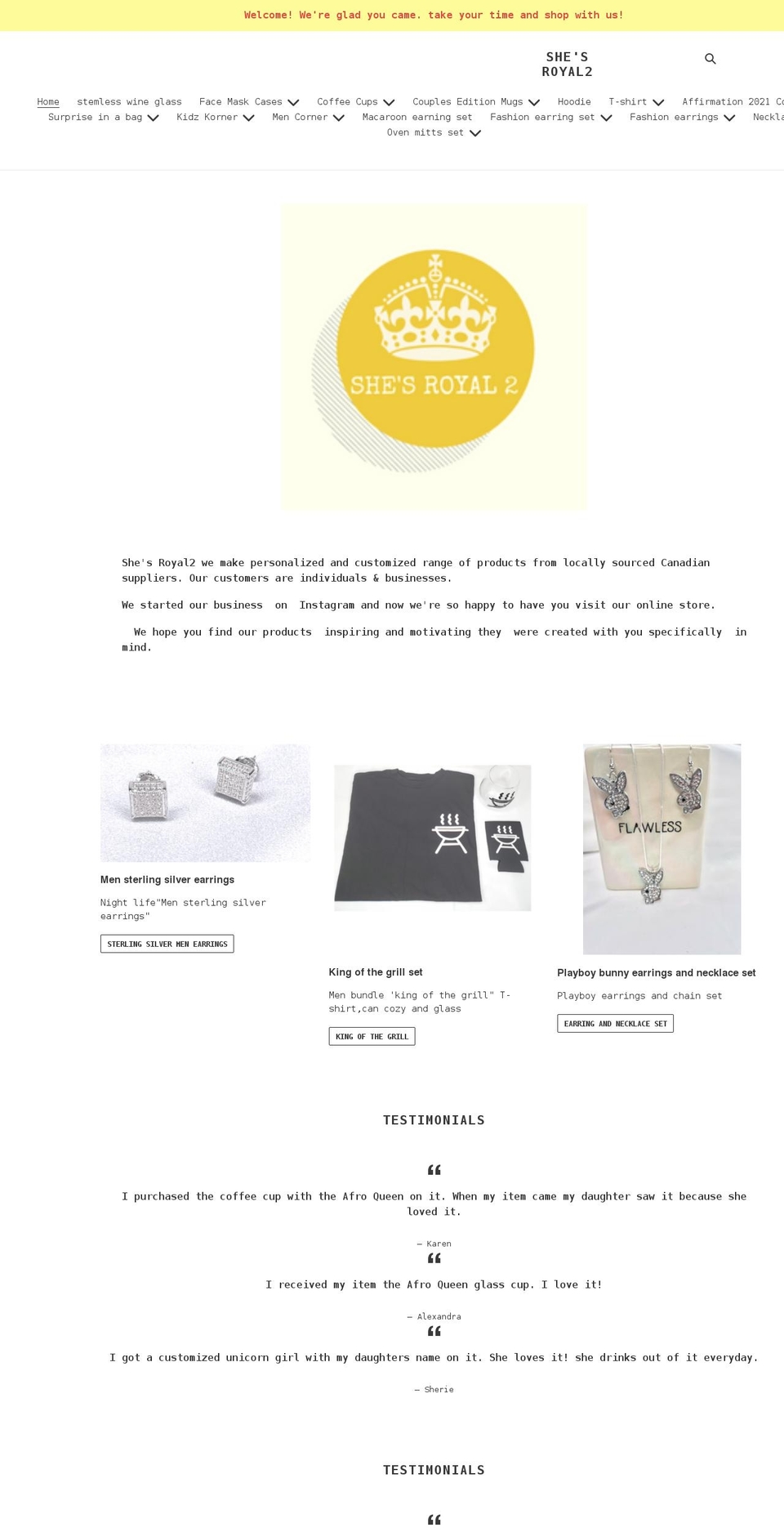 shesroyal2.com shopify website screenshot