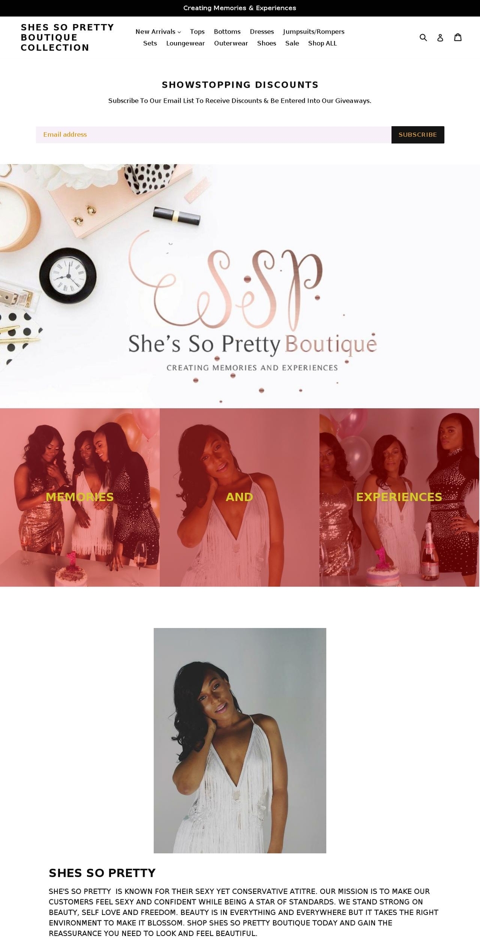 shessoprettyboutique.com — Shopify storefront screenshot