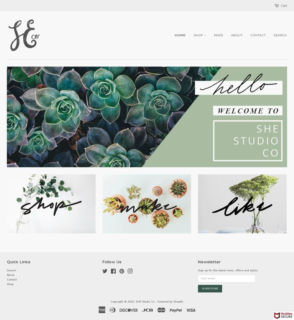 shestudioco.com shopify website screenshot