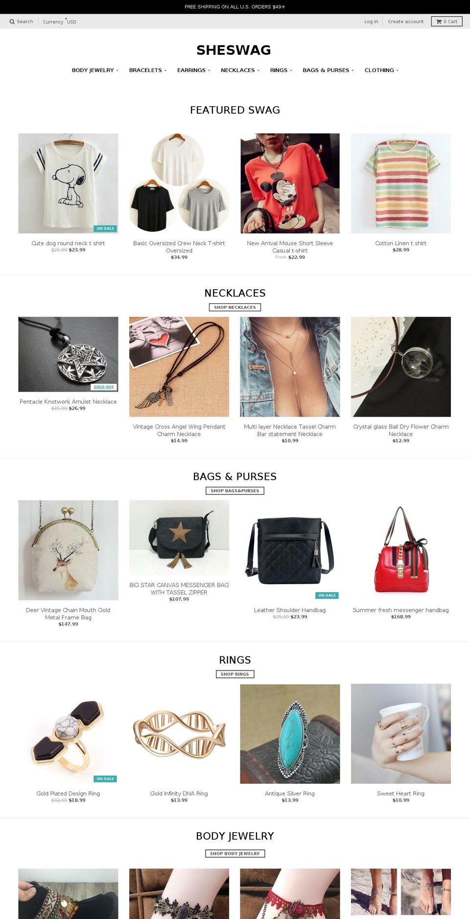 sheswag.com shopify website screenshot