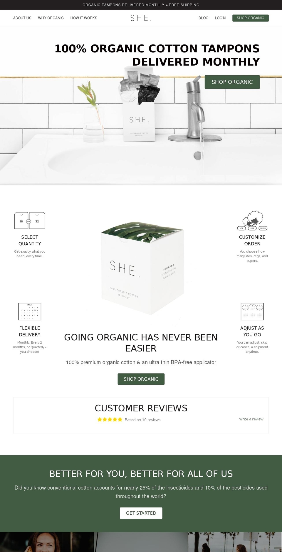 shetampons.com — Shopify storefront screenshot