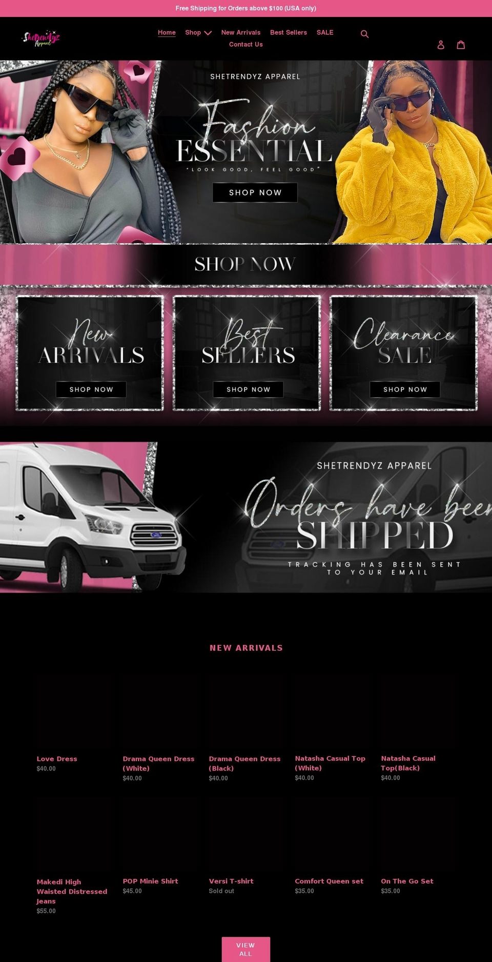 Homepage with Installments message Shopify theme site example shetrendyzapparel.com