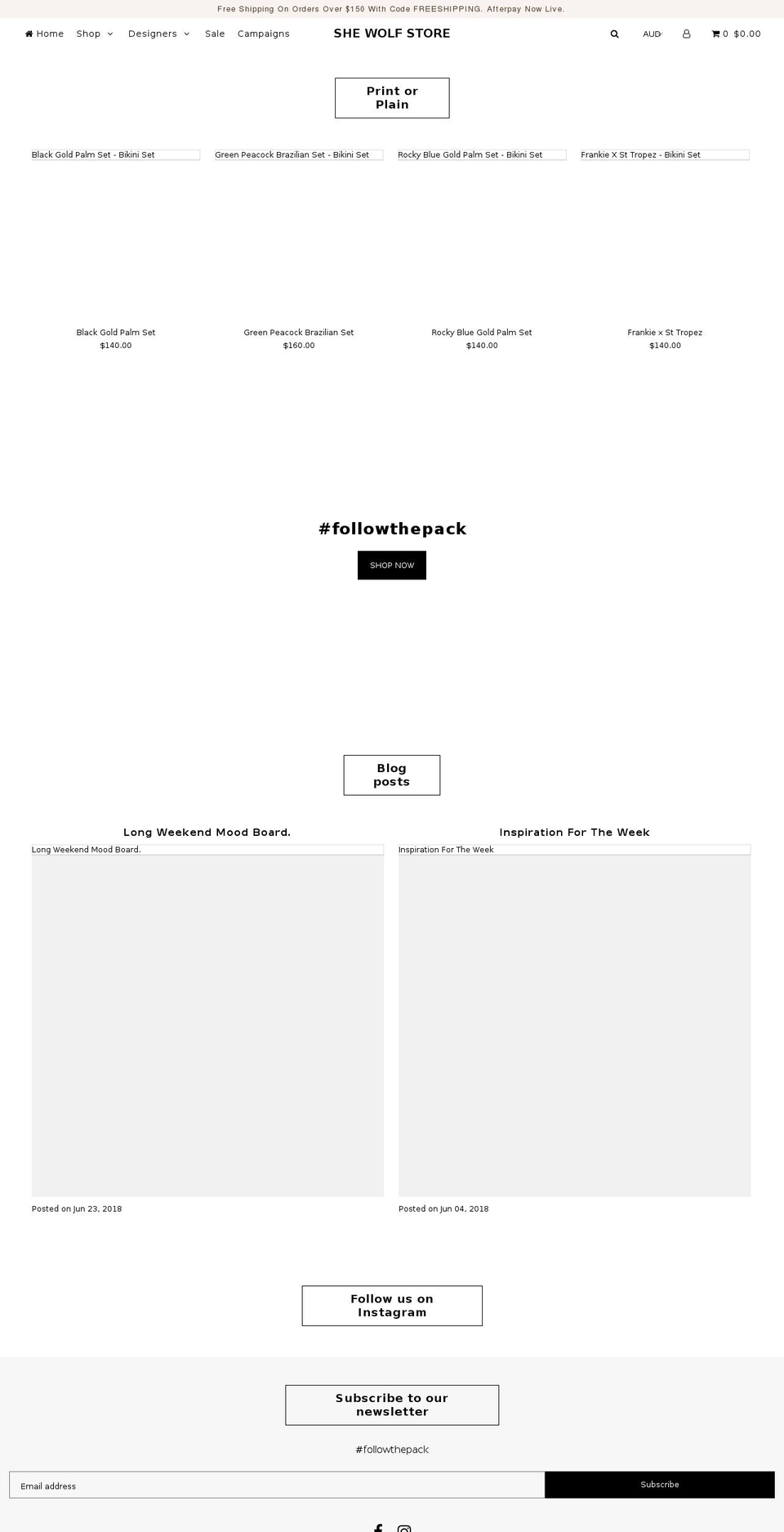 shewolfstore.com — Shopify storefront screenshot