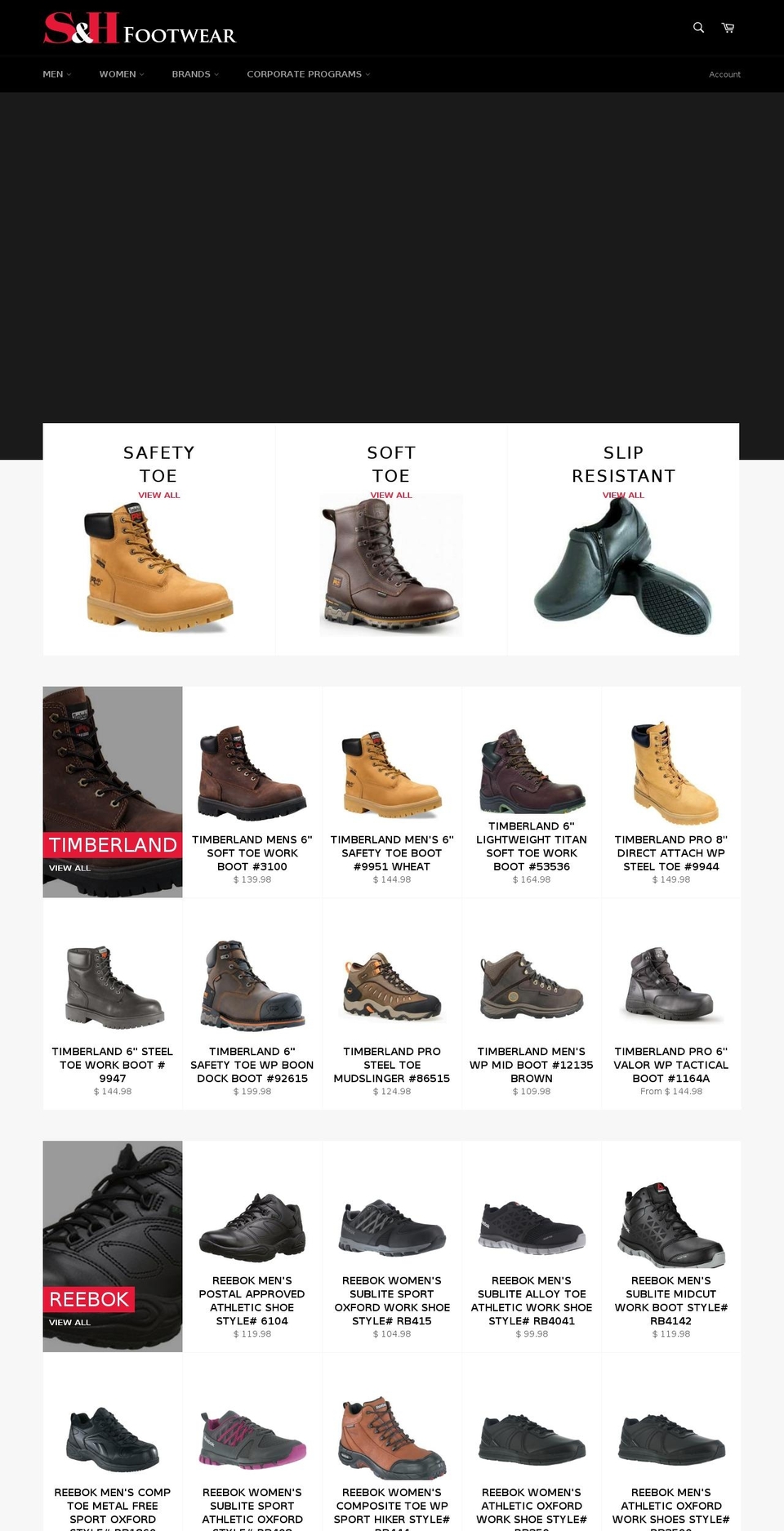 shfootwear.com — Shopify storefront screenshot