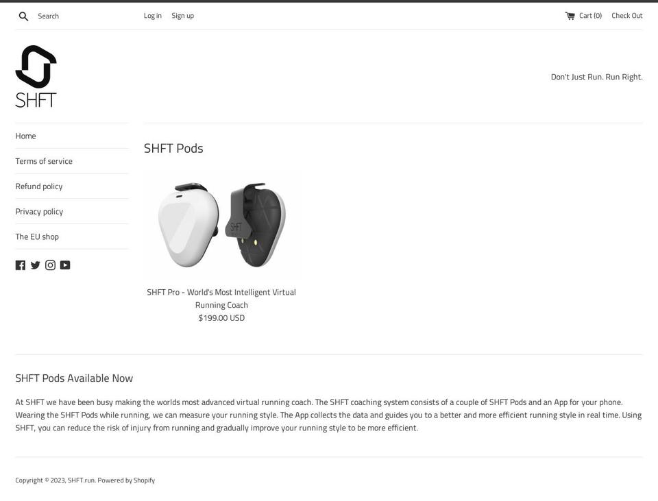 shft-run.myshopify.com shopify website screenshot