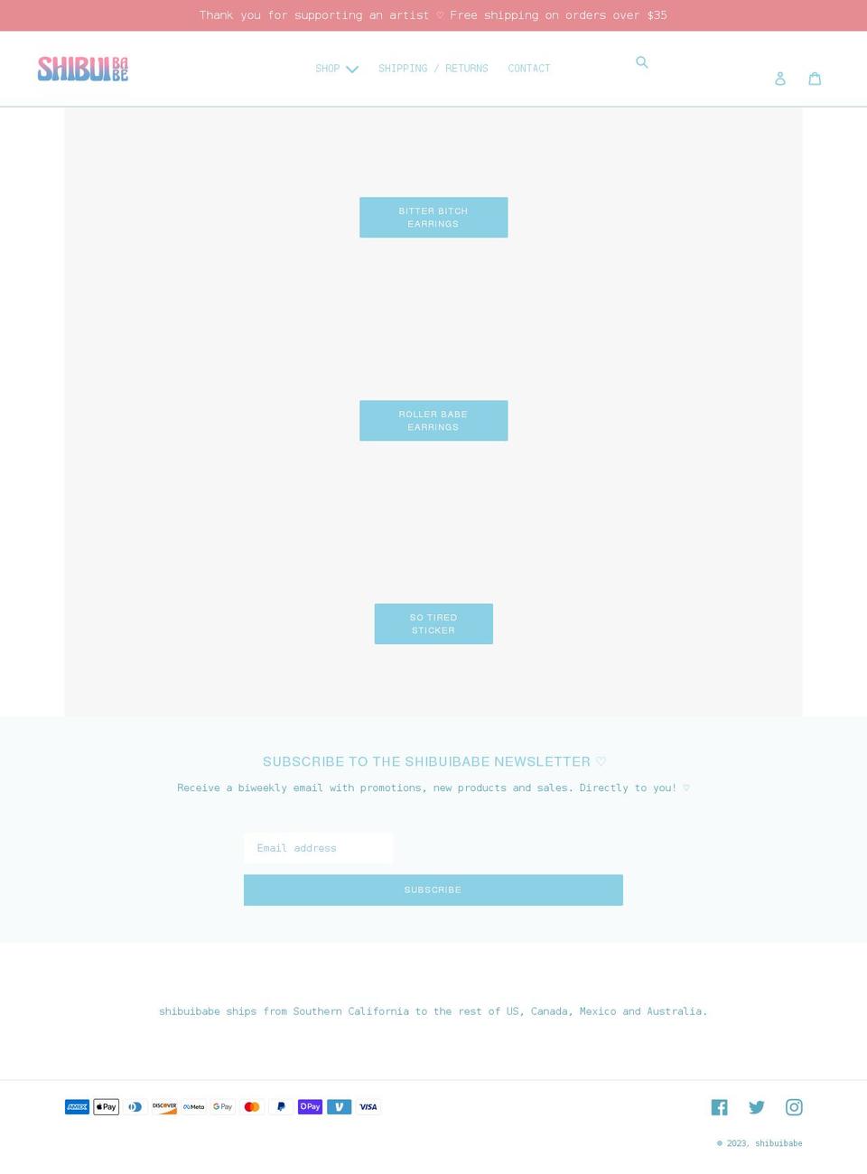 shibuibabe.com shopify website screenshot