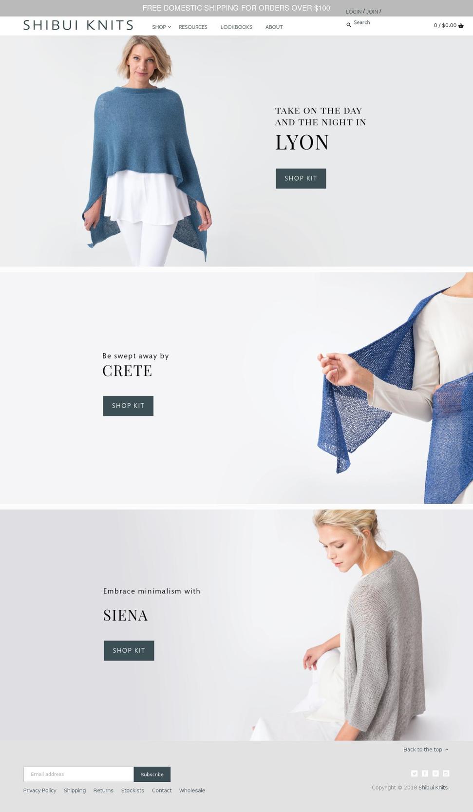 shibuiknits.com shopify website screenshot