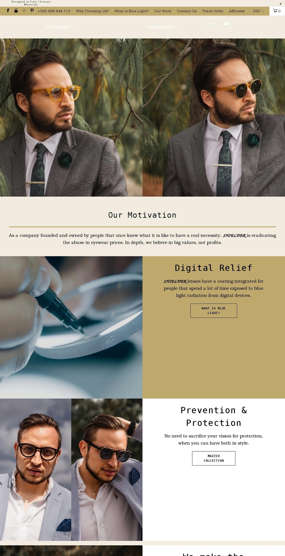 shieldereyewear.com shopify website screenshot