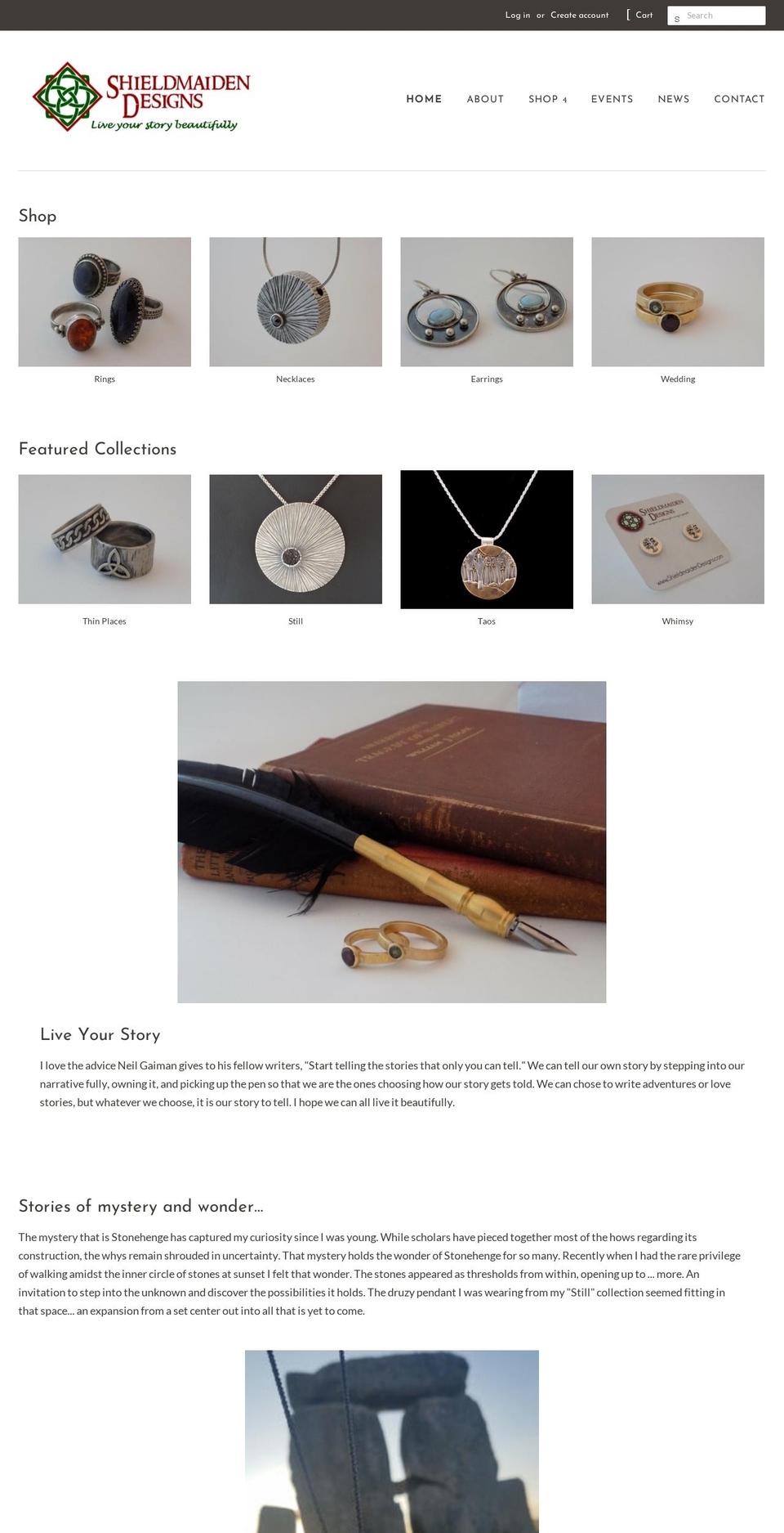 shieldmaidendesigns.com shopify website screenshot