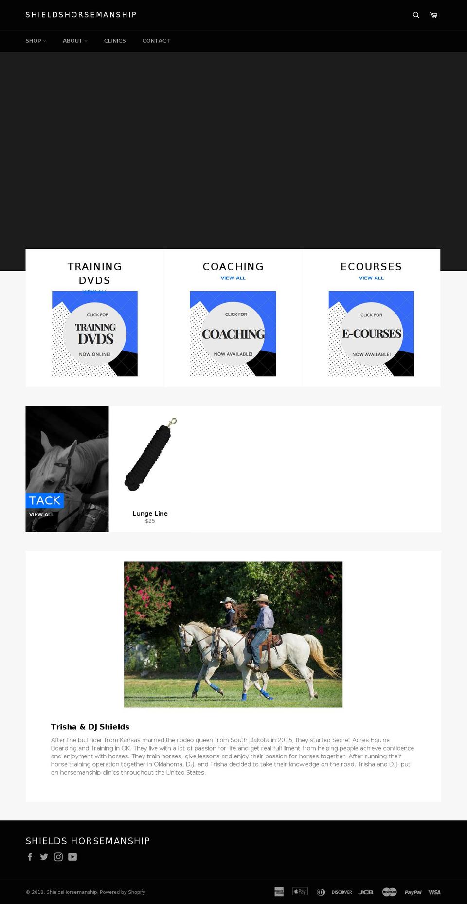 shieldshorsemanship.com shopify website screenshot