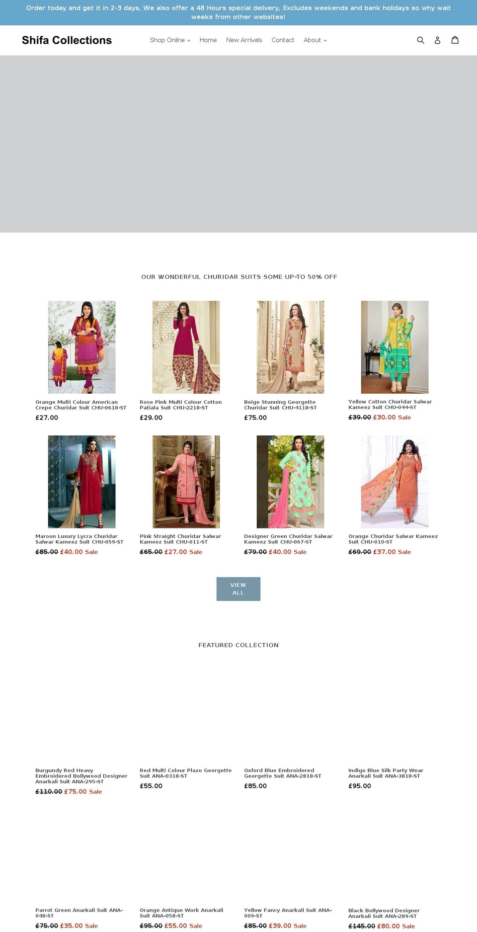 shifacollections.com shopify website screenshot