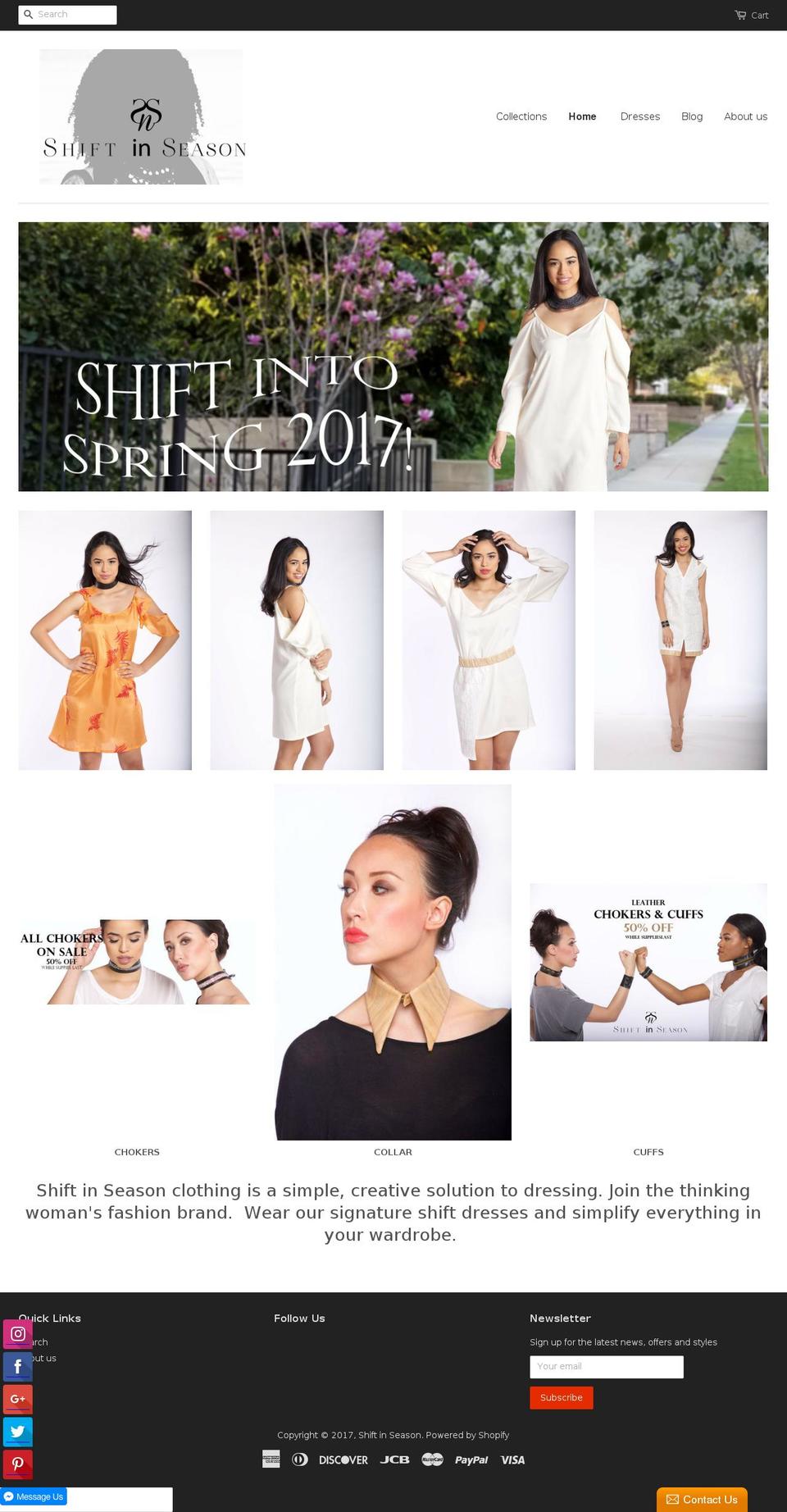 shiftinseason.com shopify website screenshot