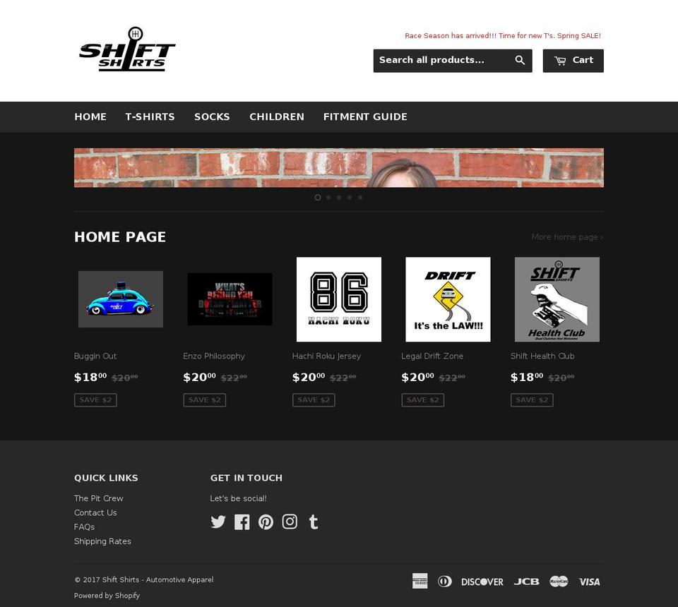 shiftshirts.com shopify website screenshot