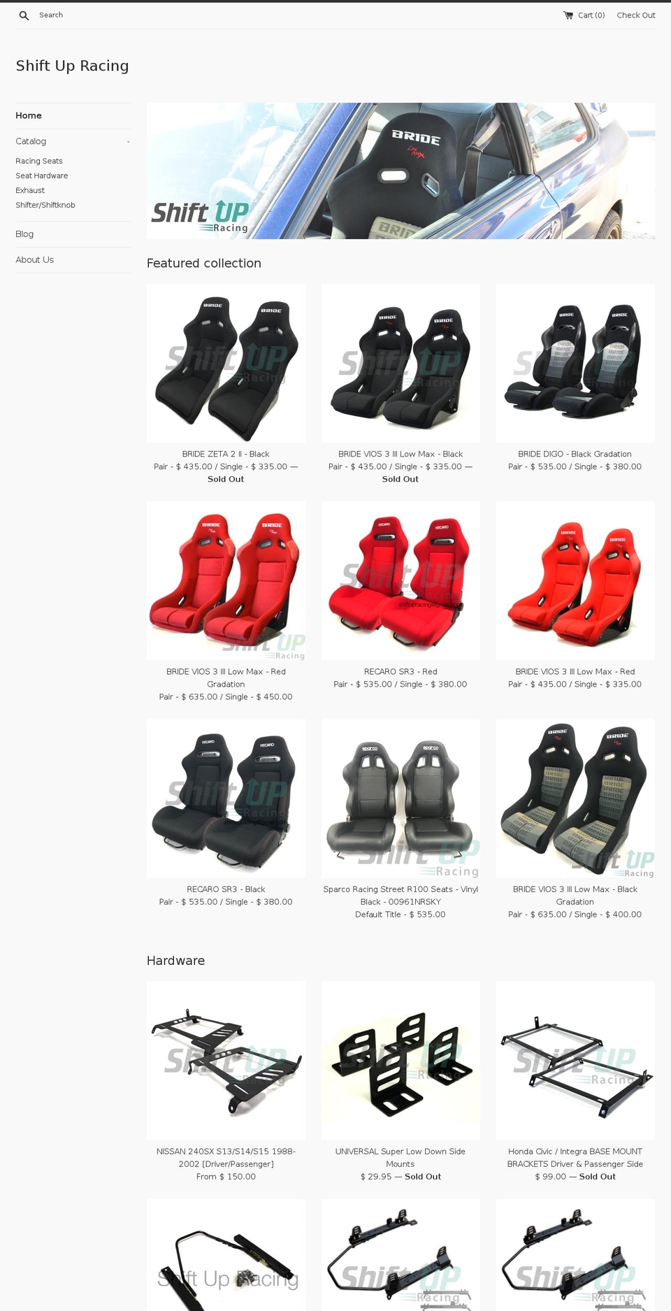 shiftupracing.com shopify website screenshot