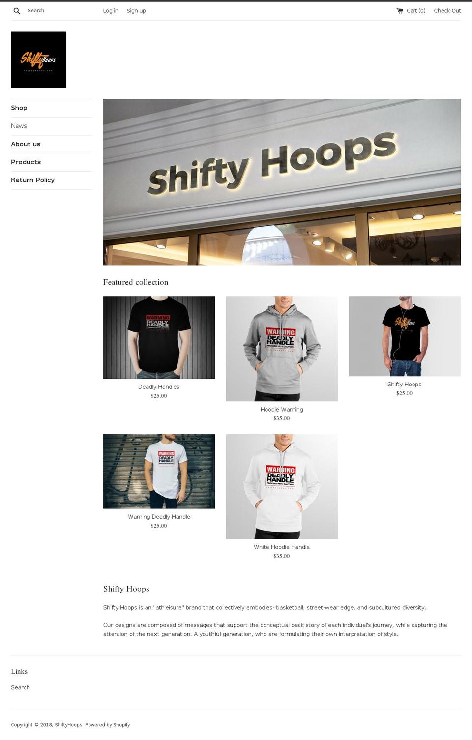 shiftyhoops.com shopify website screenshot