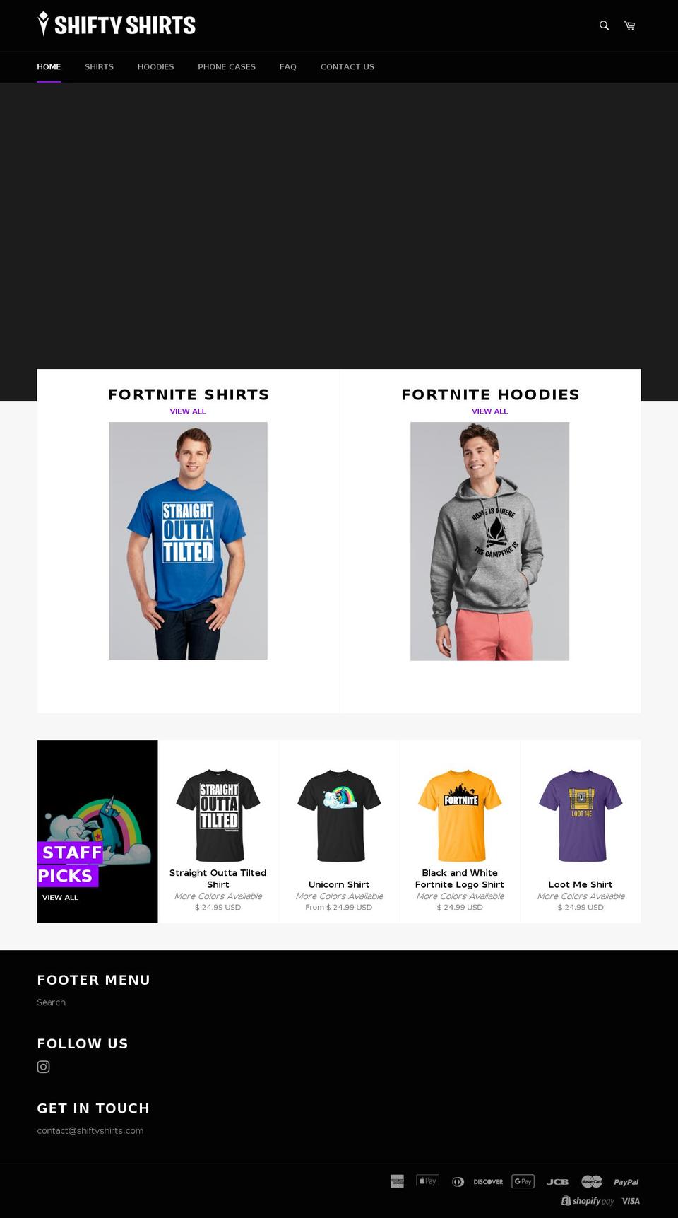 shiftyshirts.com — Shopify storefront screenshot