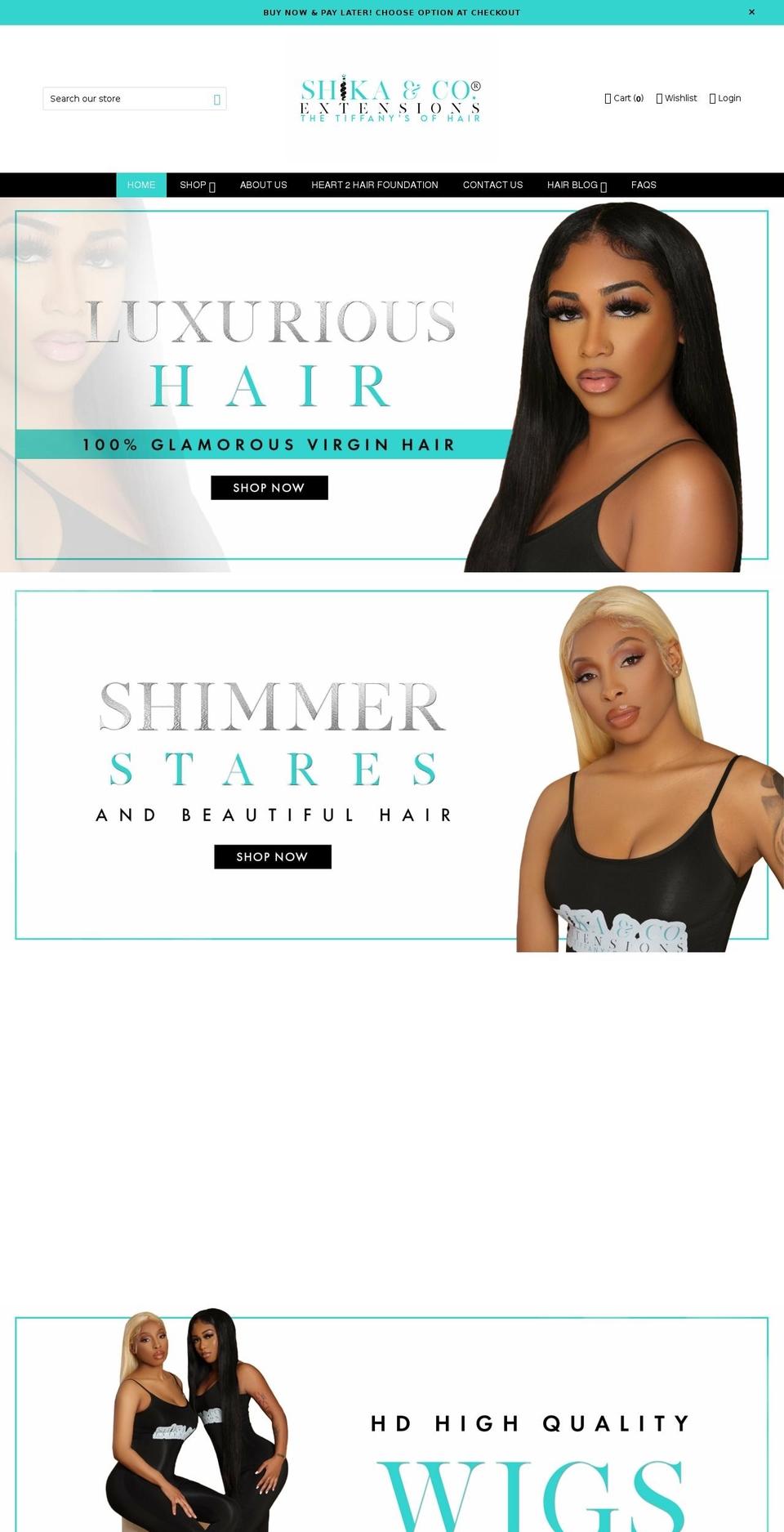 shikacoextensions.com shopify website screenshot